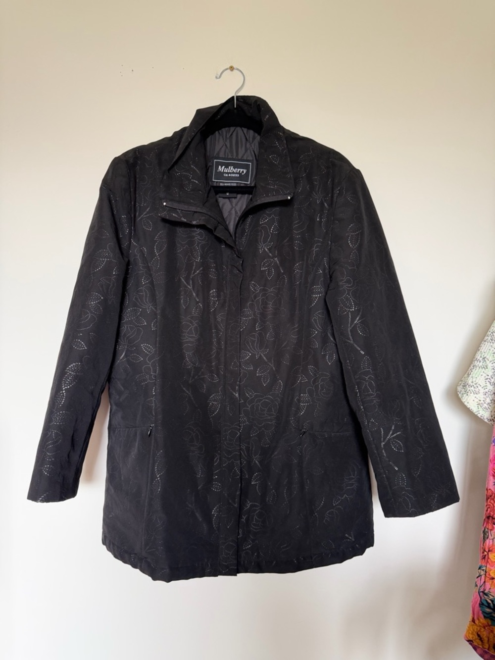 Mulberry Black Quilted Floral-Print Jacket